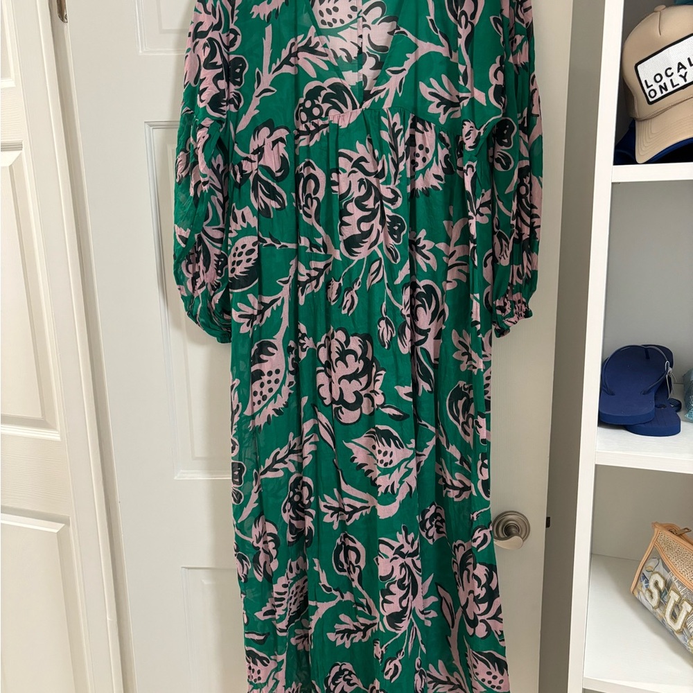 Boden Green and Pink Floral caftan cover up - Picture 6 of 6